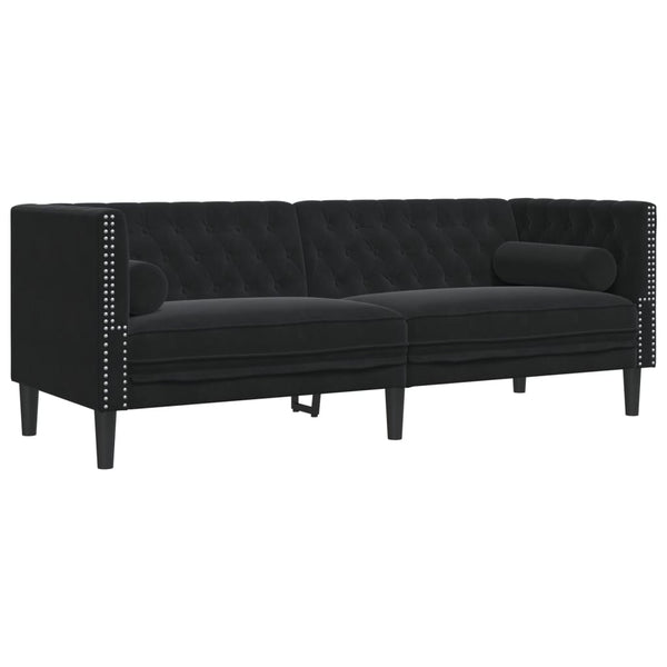 Chesterfield Sofa Set 2-teilig Schwarz Samt