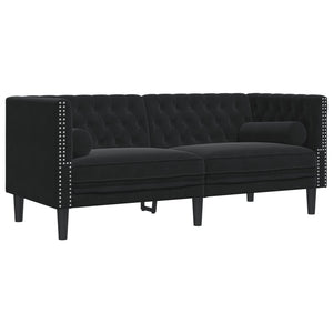 Chesterfield Sofa Set 2-teilig Schwarz Samt