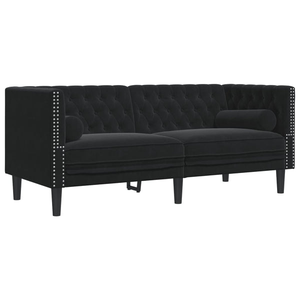 Chesterfield Sofa Set 2-teilig Schwarz Samt