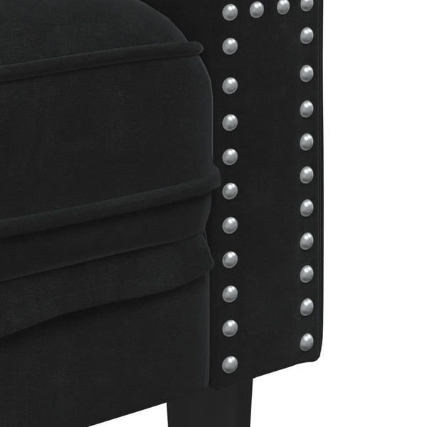 Chesterfield Sofa Set 2-teilig Schwarz Samt