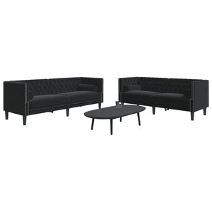 Chesterfield Sofa Set 2-teilig Schwarz Samt