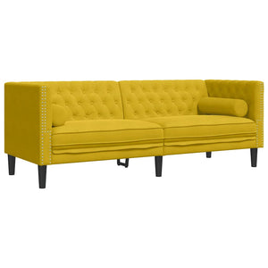 2-teiliges Chesterfield Sofa Set Gelb Samt