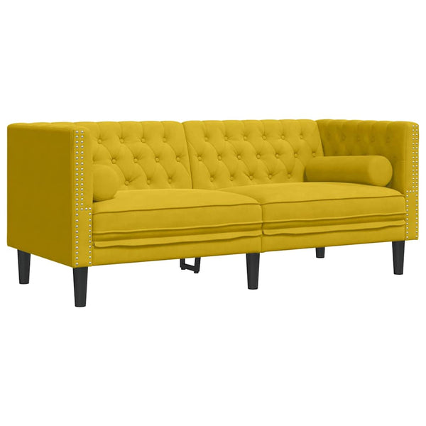 2-teiliges Chesterfield Sofa Set Gelb Samt