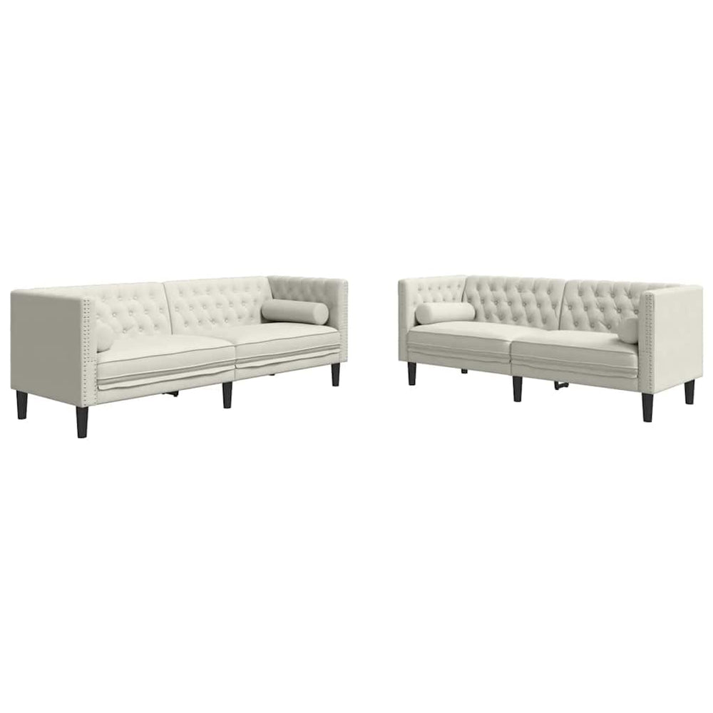 Chesterfield Sofa Set Creme Samt 2-teilig