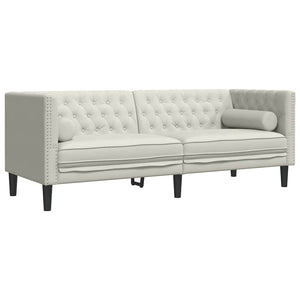 Chesterfield Sofa Set Creme Samt 2-teilig
