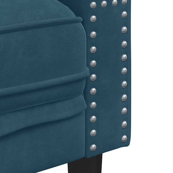 Chesterfield Sofa Set 2-teilig Blau Samt