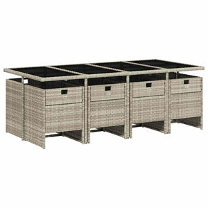 vidaXL Ensemble de salle à manger de jardin 9 pcs avec coussins Gris clair résine tressée