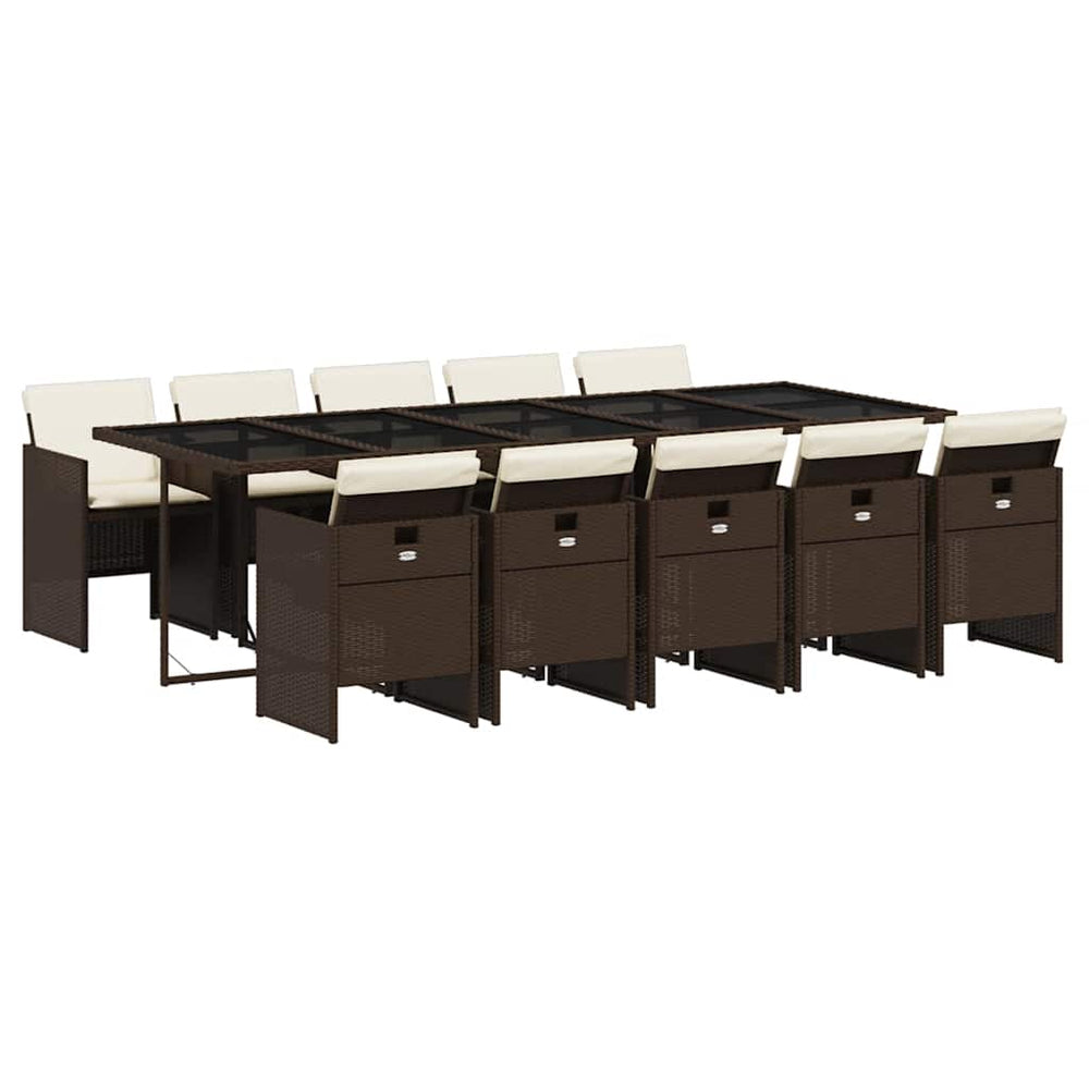 11-tlg. Garten Essgruppe Braun Poly Rattan