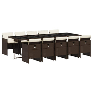 11-tlg. Garten Essgruppe Braun Poly Rattan