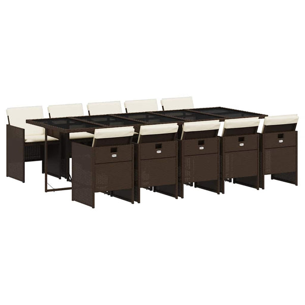 11-tlg. Garten Essgruppe Braun Poly Rattan