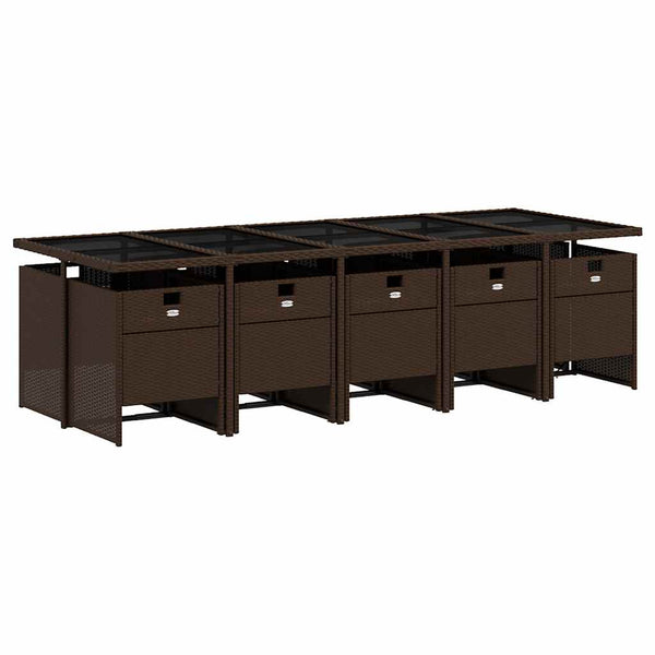 11-tlg. Garten Essgruppe Braun Poly Rattan