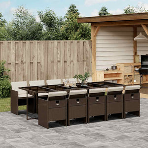 11-tlg. Garten Essgruppe Braun Poly Rattan