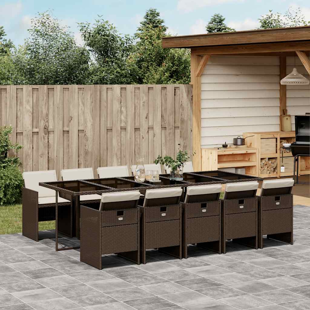 11-tlg. Garten Essgruppe Braun Poly Rattan