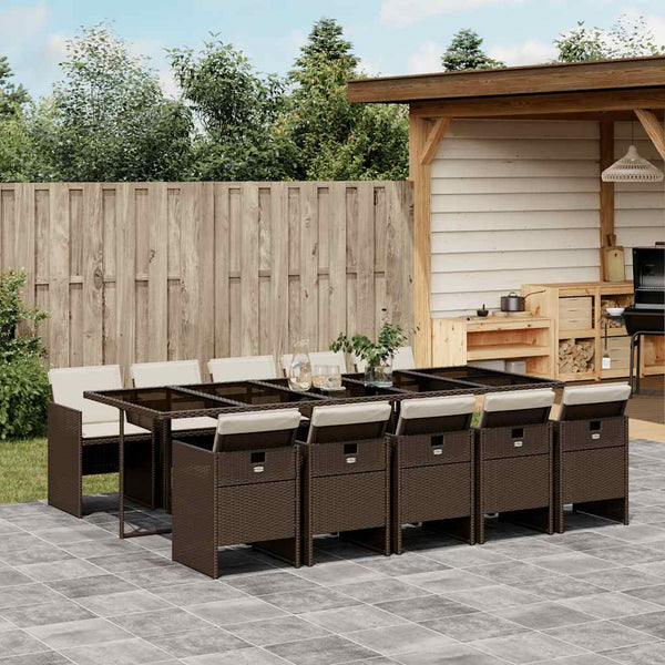 11-tlg. Garten Essgruppe Braun Poly Rattan