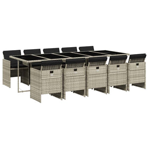 11-tlg. Garten Essgruppe Hellgrau Poly Rattan