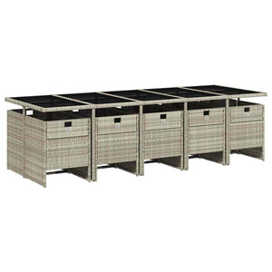 11-tlg. Garten Essgruppe Hellgrau Poly Rattan