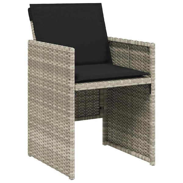 11-tlg. Garten Essgruppe Hellgrau Poly Rattan