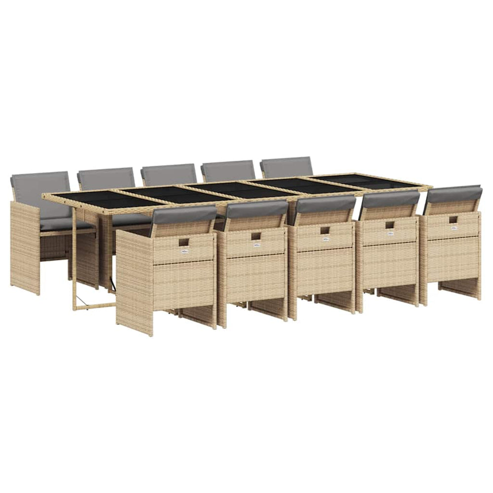 vidaXL Ensemble de salle à manger de jardin 11 pcs avec coussins Mélange beige Résine tressée