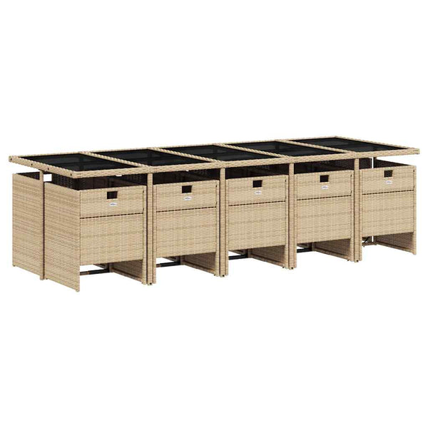 11-tlg. Poly Rattan Garten Essgruppe mit Kissen