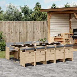 11-tlg. Poly Rattan Garten Essgruppe mit Kissen