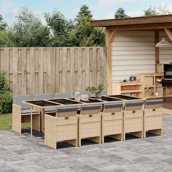 11-tlg. Poly Rattan Garten Essgruppe mit Kissen