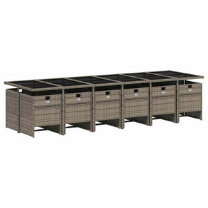 13-teilige Garten Essgruppe Grau Poly Rattan
