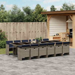 13-teilige Garten Essgruppe Grau Poly Rattan