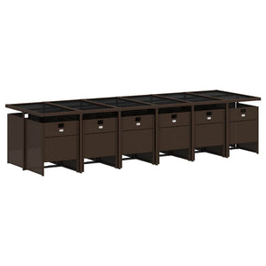 13-tlg. Garten Essgruppe Braun Poly Rattan mit Kissen