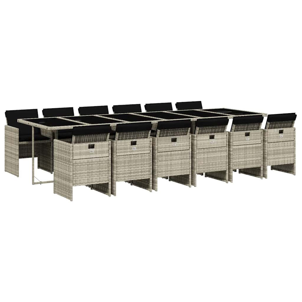 vidaXL Ensemble de salle à manger de jardin 13 pcs avec coussins gris clair en résine tressée