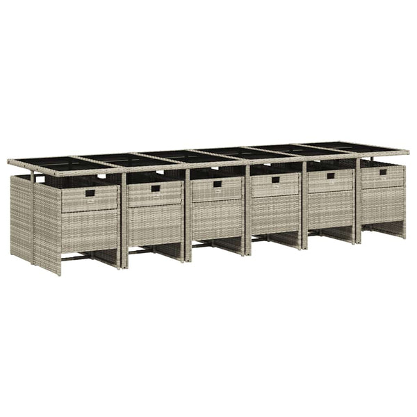 13-tlg. Garten Essgruppe Hellgrau Poly Rattan