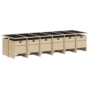 13-tlg. Poly Rattan Garten Essgruppe mit Kissen