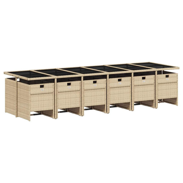 13-tlg. Poly Rattan Garten Essgruppe mit Kissen