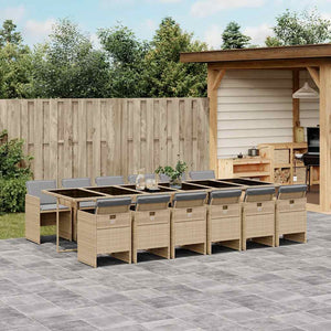 13-tlg. Poly Rattan Garten Essgruppe mit Kissen