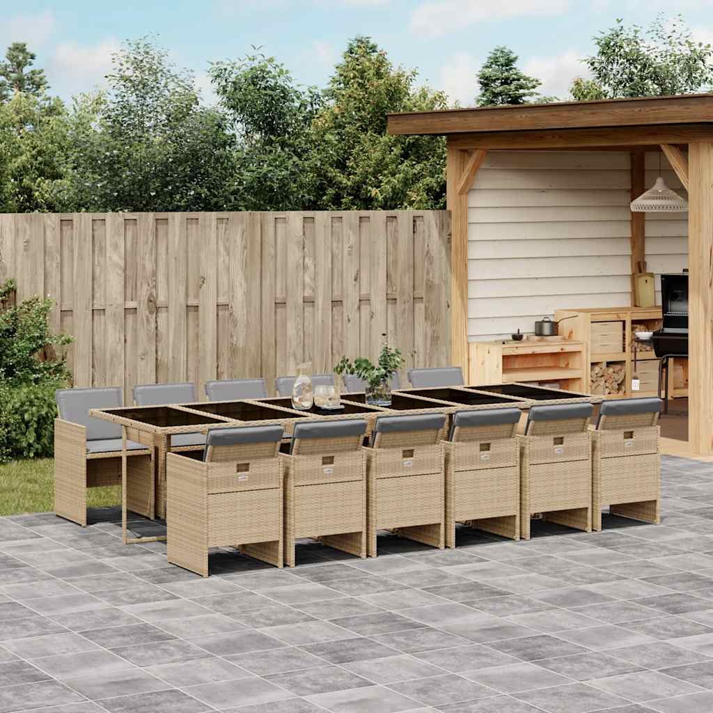 13-tlg. Poly Rattan Garten Essgruppe mit Kissen