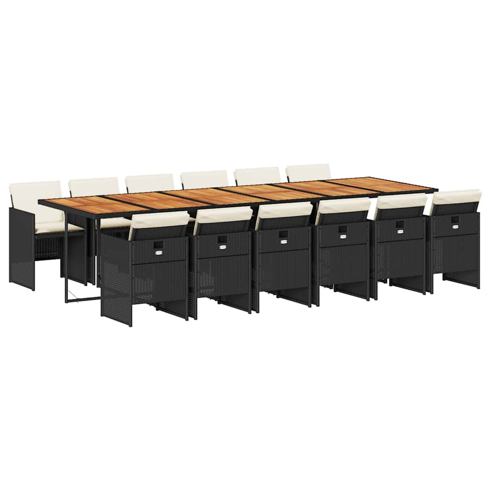 vidaXL Ensemble de salle à manger de jardin 13 pièces avec coussins Noir Résine tressée