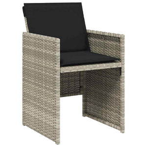 15-tlg. Garten Essgruppe Hellgrau Poly Rattan mit Kissen