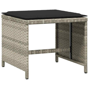 15-tlg. Garten Essgruppe Hellgrau Poly Rattan mit Kissen
