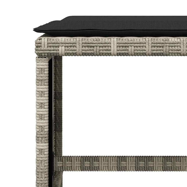 15-tlg. Garten Essgruppe Hellgrau Poly Rattan mit Kissen