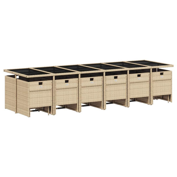 vidaXL Ensemble de salle à manger de jardin 17 pcs avec coussins, mélange de poly-rotin beige