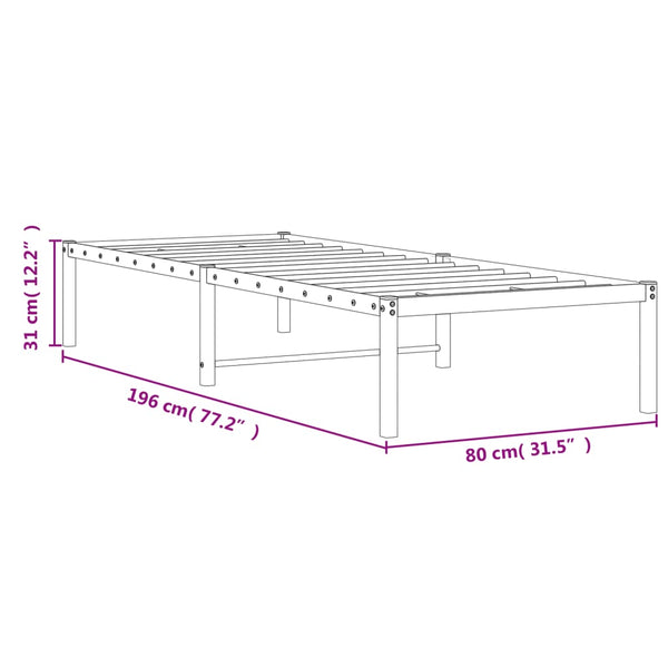 Metall Bettgestell Schwarz 75x190 cm