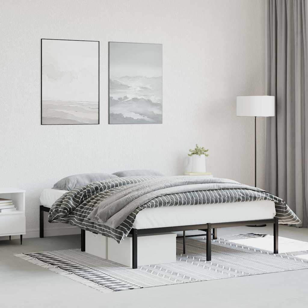 vidaXL Cadre de lit en métal noir 135x190 cm