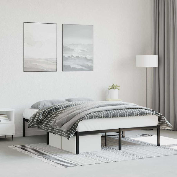vidaXL Cadre de lit en métal noir 135x190 cm