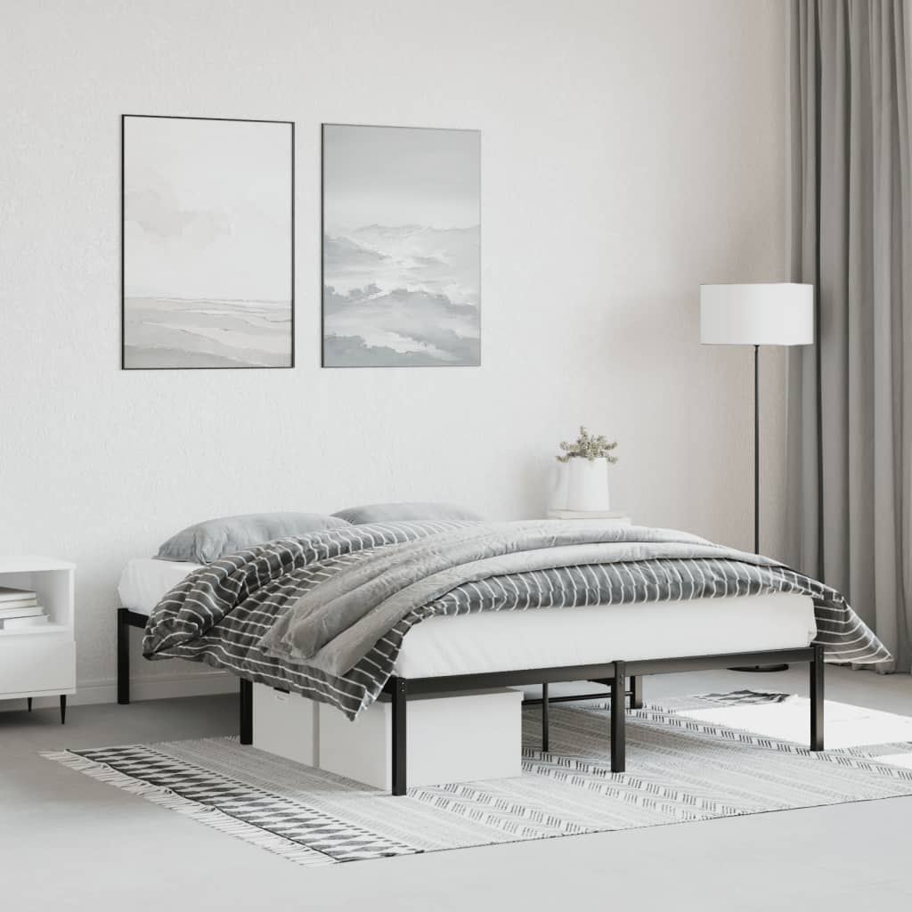 vidaXL Cadre de lit en métal noir 140x190 cm
