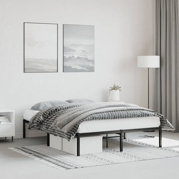 vidaXL Cadre de lit en métal noir 140x190 cm