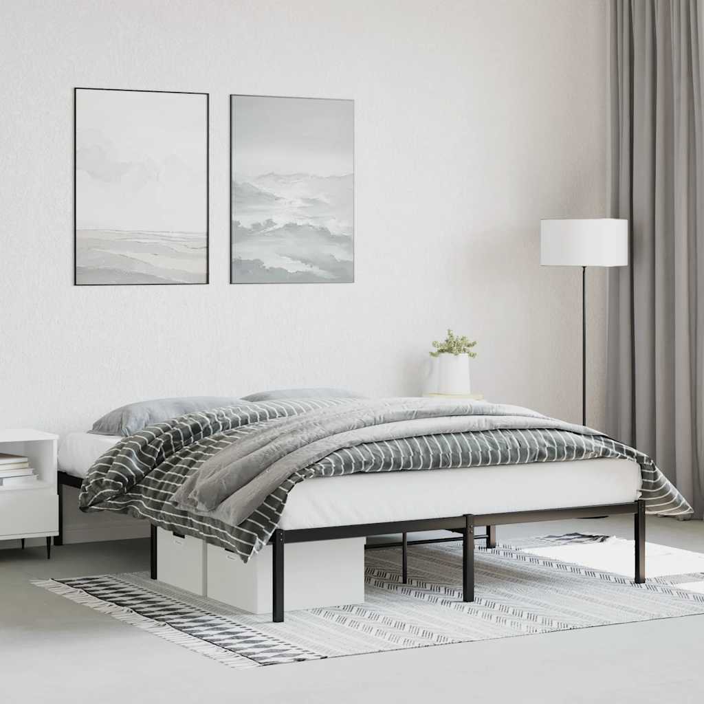 vidaXL Cadre de lit en métal noir 160x200 cm