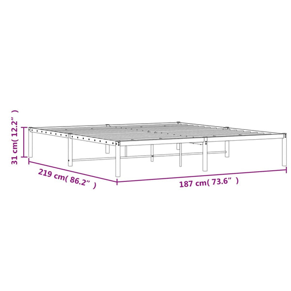 Metall Bettgestell Schwarz 183x213 cm