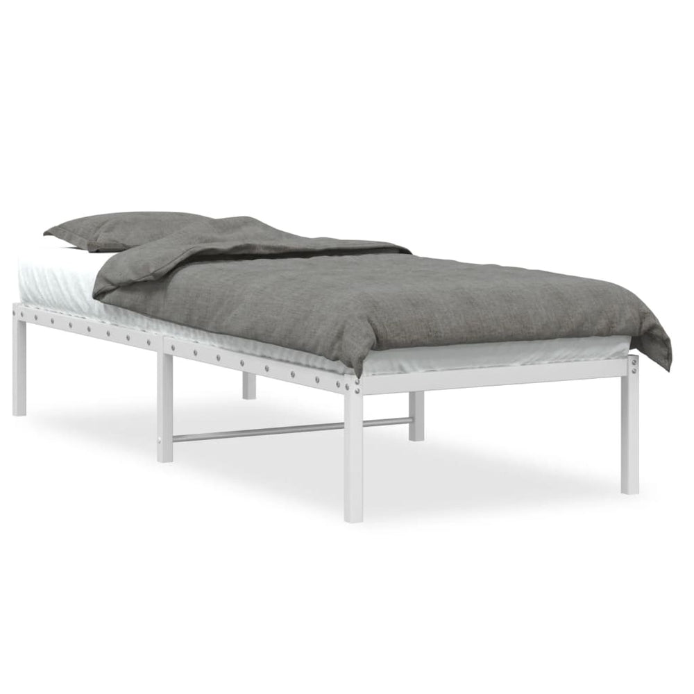 Metall Bettgestell Weiß 75x190 cm