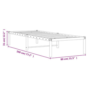 Metall Bettgestell Weiß 75x190 cm
