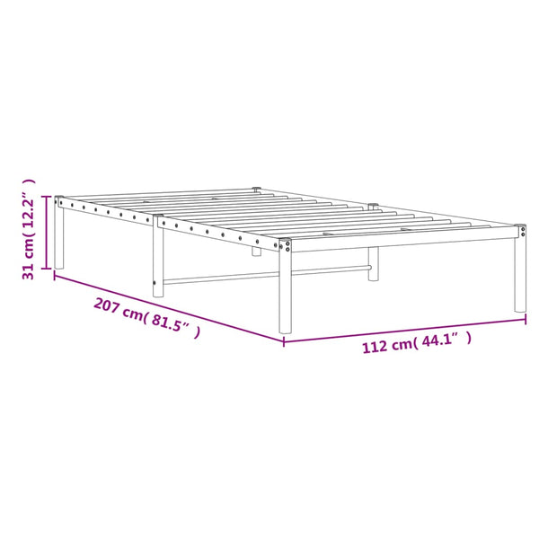 Metall Bettgestell Weiß 107x203 cm
