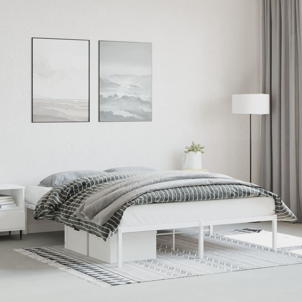 vidaXL Cadre de lit en métal blanc 150x200 cm